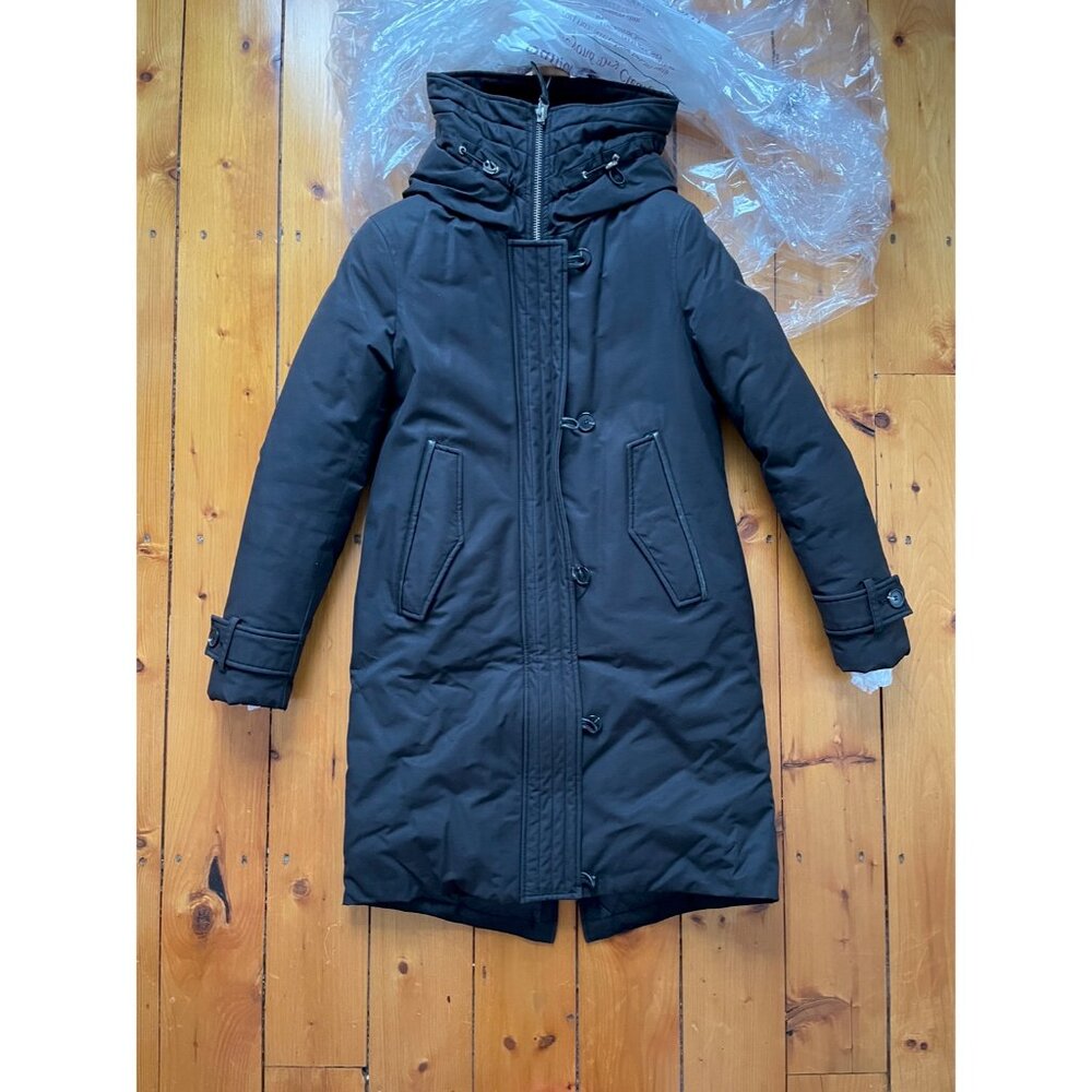 Mackage Down Parka 3/4 Length Coat w/ Leather & Wool Accents. |.Black |  Size M